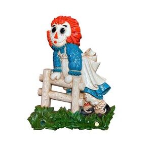 Vintage RAGGEDY ANN Plastic Wall Hanging -  Bobbs-Merrill Company 1977 BoxEB